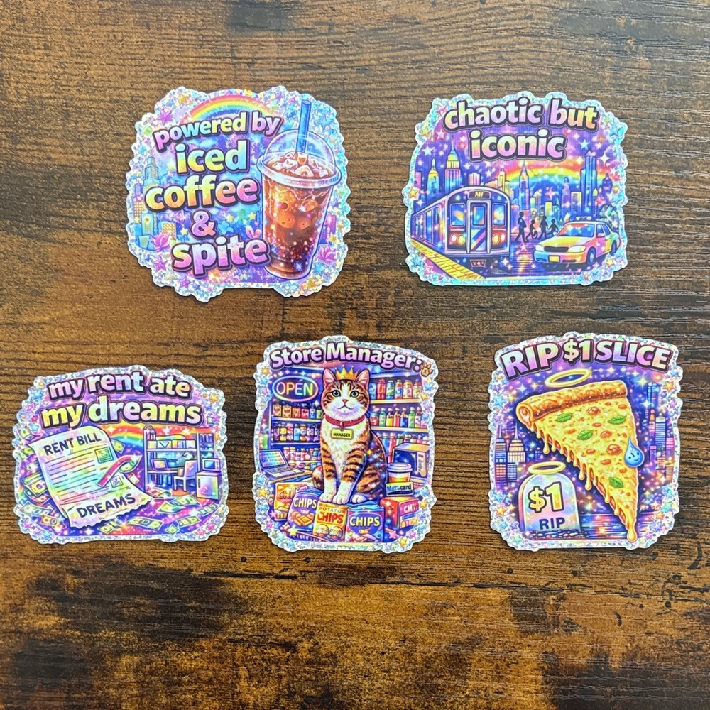 Funny NYC Sticker Set of 5 Stickers